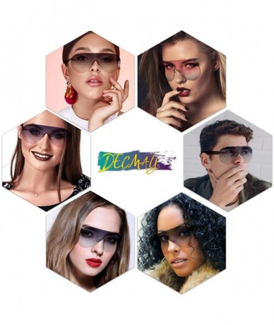 Shield Oversized Aviator Shield Sunglasses Rimless Flat Top Mirror Glasses for Women/Men - Gradient Black - CT198NC3R4E $23.02