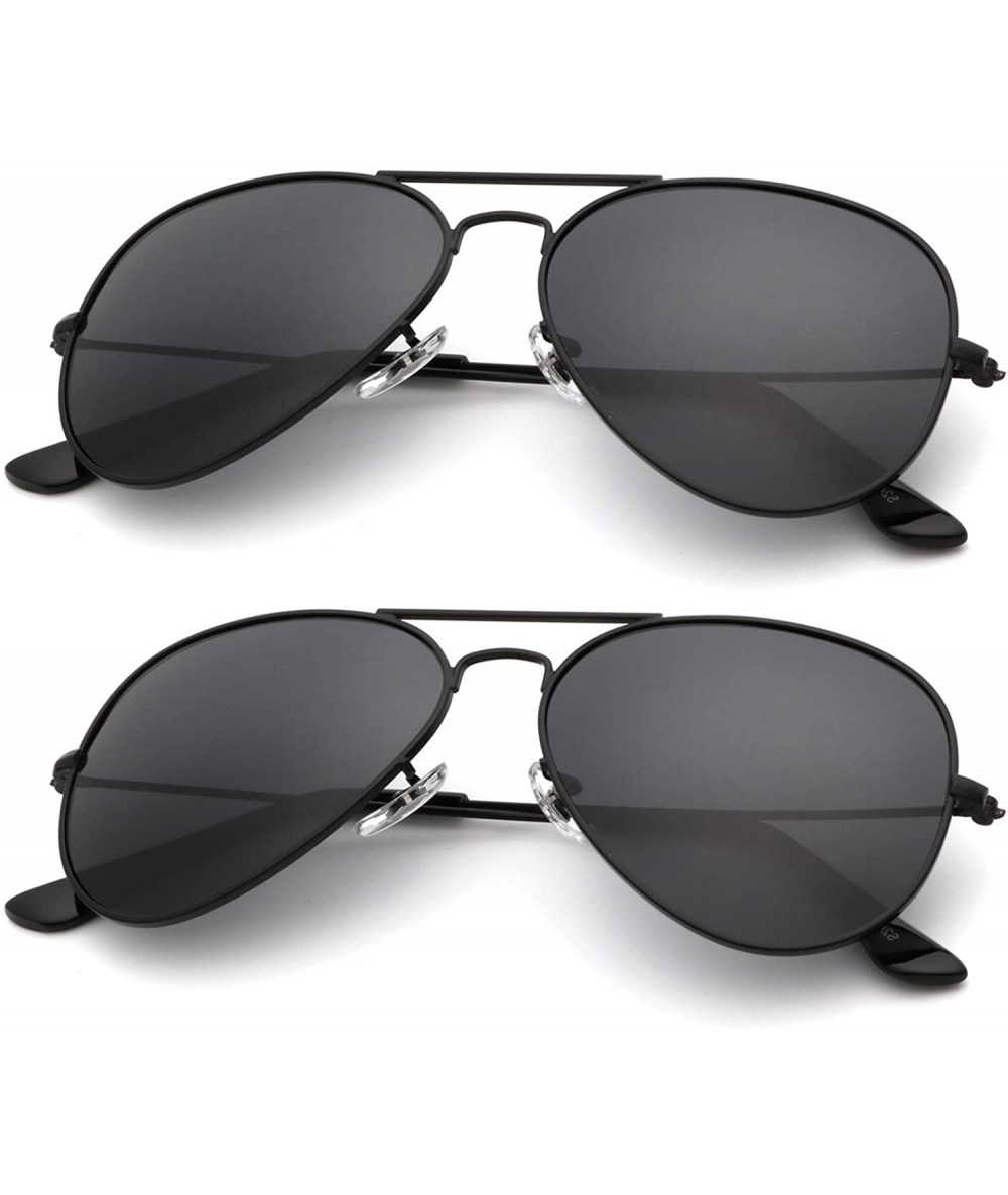 Aviator Classic Aviator Sunglasses for Men Women Driving Sun glasses Polarized Lens 100% UV Blocking - E (2 Pack) Black - CZ1...