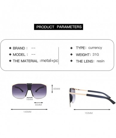 Rectangular Unisex Square Oversized Sunglasses for Women Men UV Protection Fashion Large Frame Metal Frame - C4 - C1198W2H2SU...