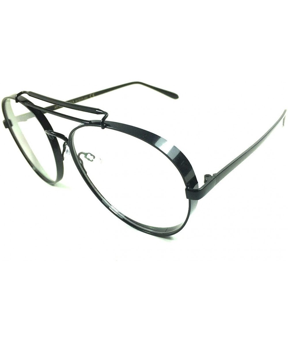 Aviator Thick Bold Metal Frame Aviator Eyeglasses/Clear Lens Sunglasses - Black - CH1849WTW5U $20.98