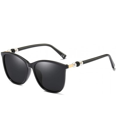 Rimless Classic Oversized Polarized Women Sunglasses UV400 Pearl Eyeglasses BL062 - Black Frame Grey Lens - CE18MGYQ5N7 $18.40