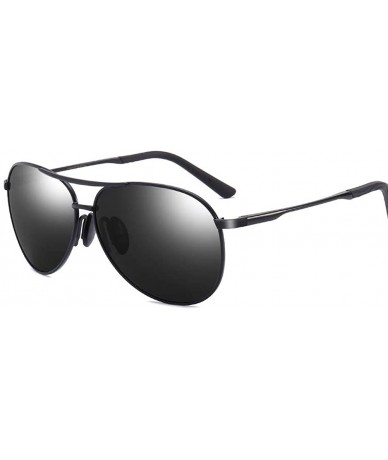 Oval Polarized Sunglasses for Men-Metal Frame Aviator Sunglasses UV 400 Protection - Black/Grey-01 - CG18KH70R5I $23.08