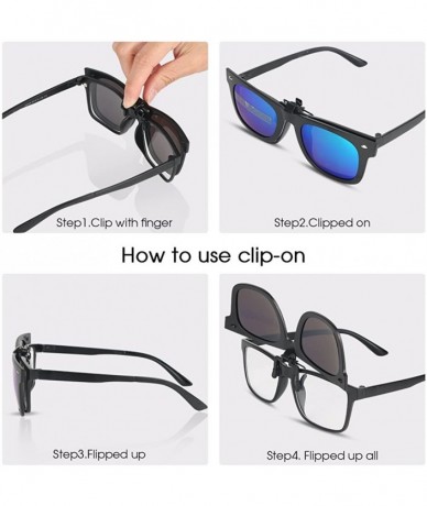 Oval Clip-on Sunglasses Unisex Polarized Frameless Lens Flip Up Clip on Sunglasses Eyeglass-1-Piece clip on glasses - CO187K5...