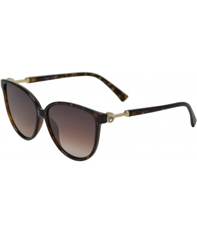 Cat Eye Womens Cat Eye Sunglasses with Flat Lens and Rhinestones UV Protection - Tortoise + Brown - CL195EIS0RS $25.55