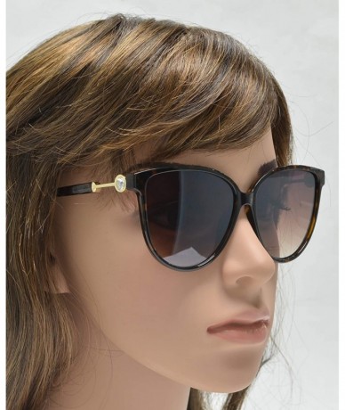 Cat Eye Womens Cat Eye Sunglasses with Flat Lens and Rhinestones UV Protection - Tortoise + Brown - CL195EIS0RS $25.55