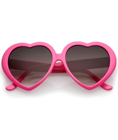 Oversized Women's Oversize Gradient Lens Heart Sunglasses 55mm - Hot Pink / Lavender - C312NR3PODL $23.08