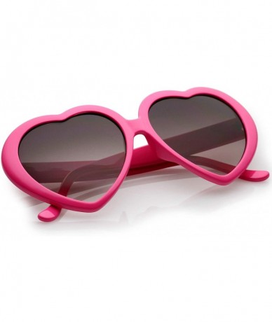 Oversized Women's Oversize Gradient Lens Heart Sunglasses 55mm - Hot Pink / Lavender - C312NR3PODL $23.08