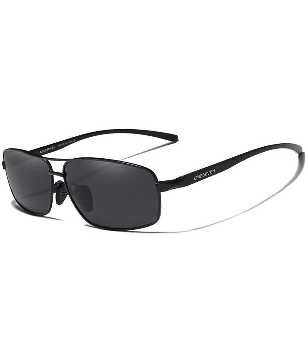 Square Men Retro Polarized Sunglasses Square Classic - Black - C4195ZAYGE3 $26.56