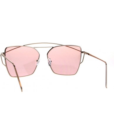 Rectangular Womens Futuristic Flat Retro Rectangular Pilots Metal Rim Sunglasses - Gold Pink - C91869RUT4R $23.86