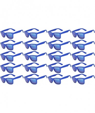 Goggle Wholesale set of 20 Pairs Mirrored Reflective Colored Lens Sunglasses Matte - 20_pack_dark_blue_mirr - C712O2GWBZJ $65.93