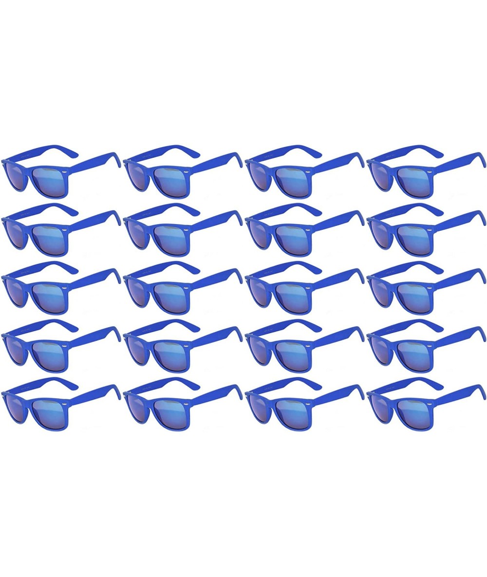 Goggle Wholesale set of 20 Pairs Mirrored Reflective Colored Lens Sunglasses Matte - 20_pack_dark_blue_mirr - C712O2GWBZJ $65.93