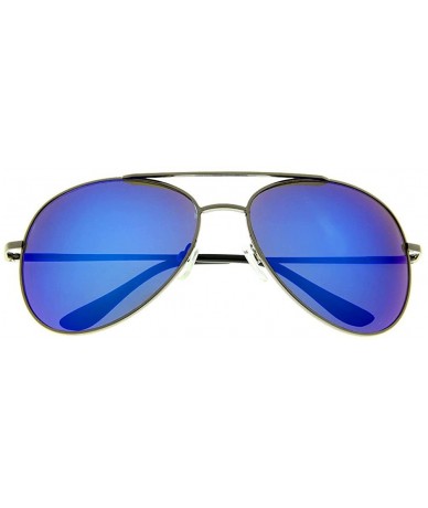 Aviator Classic Color Full Mirrored Aviator Sunglasses Tear Drop (Gunmetal Arctic Blue) - CD11E61GGEF $21.68