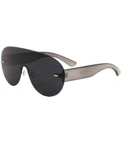 Rimless Aspen Rimless Mono One Piece Shield Sunglasses - Black Transparent Frame - CD18889OLA0 $18.81