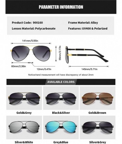 Aviator Mens Aviator Sunglasses Polarized Alloy PC Frame Shades for Driving Fishing Golf UV400 Protection - Gold Grey - CZ18A...