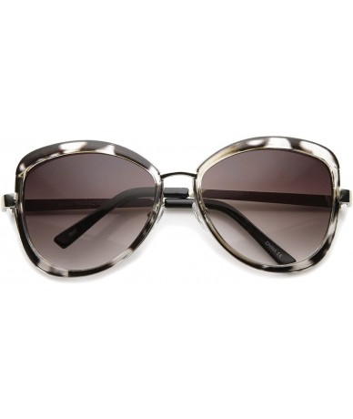 Oversized Glam Bow-Tie Metal Temple Gradient Tinted Lens Oversize Sunglasses 65mm - Grey-tortoise-silver / Lavender - CA12IGK...