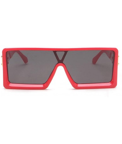 Square UV Protection Sunglasses for Women Men Full rim frame Square Plastic Lens and Frame Sunglass - Red - CF1902YMYIQ $19.47