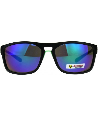 Sport Biohazard Mens Sunglasses Oval Rectangular Matte Frame UV 400 - Black (Teal Mirror) - CH18D0S244C $20.51