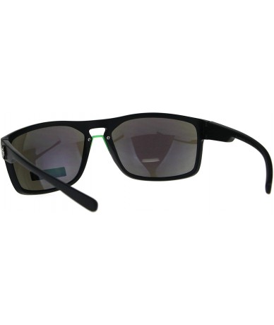 Sport Biohazard Mens Sunglasses Oval Rectangular Matte Frame UV 400 - Black (Teal Mirror) - CH18D0S244C $20.51