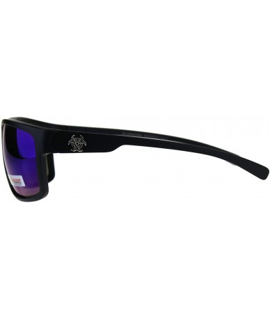 Sport Biohazard Mens Sunglasses Oval Rectangular Matte Frame UV 400 - Black (Teal Mirror) - CH18D0S244C $20.51