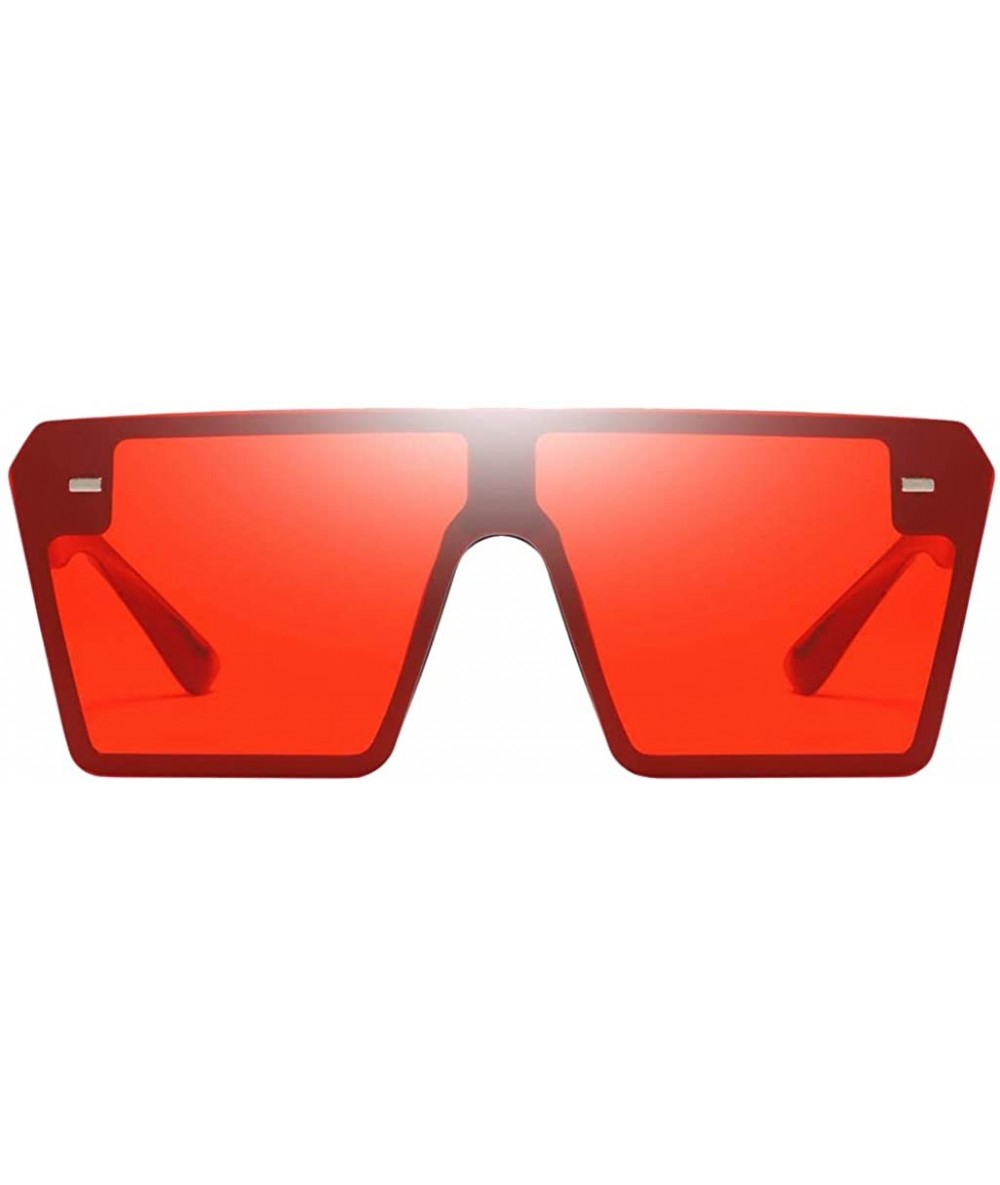 Oversized Chic Womens Rectangle Sunglasses Outdoor Party Tinted Lens Eyewear UV Protection - Red - CT190DUHTCK $17.39