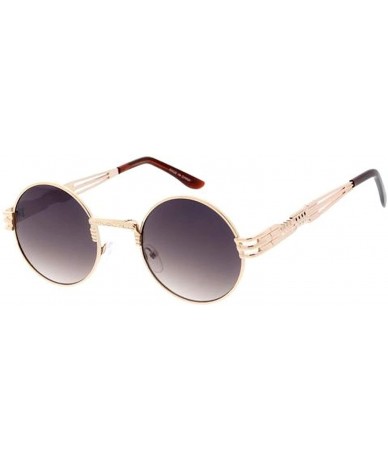 Round SteamPunk 80s Retro Fashion Round Frame Sunglasses Ver 2.0 - Black - C818U9KXDAY $20.59