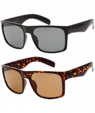 Square Polarized Retro Racer Polarized Collection"Mile-High"-2 Pack - Brown - CI18ODOZC46 $31.42