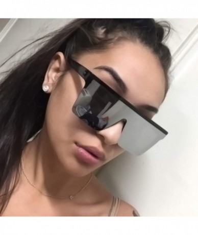 Oval Flat Top Sunglasses Men Women Er Square Shades Gradient Sun Glasses Cool One Piece UV400 Mirror - C11 - C1198AHUZY9 $54.55