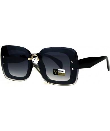 Rimless Rimless Rectangular Luxury Designer Fashion Womens Plastic Sunglasses - Black - CJ182E59EAC $19.90