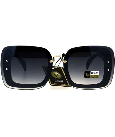 Rimless Rimless Rectangular Luxury Designer Fashion Womens Plastic Sunglasses - Black - CJ182E59EAC $19.90