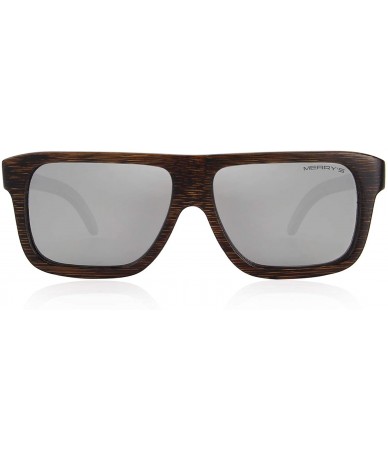 Rectangular Men Wooden Polarized Sunglasses 100% UV Protection vintage Eyewear S5066 - Silver Mirror - C318QCMQCL6 $40.79