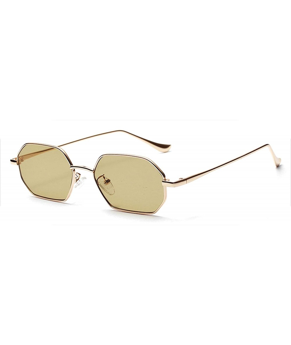 Square Small Rectangle Sunglasses Men 2019 Metal Frame Polygon Women Red Lens Sun Glasses Gold Unisex Uv400 - CC197Y70HWG $37.75