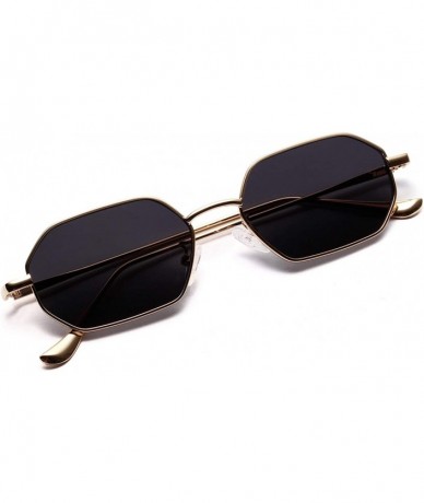 Square Small Rectangle Sunglasses Men 2019 Metal Frame Polygon Women Red Lens Sun Glasses Gold Unisex Uv400 - CC197Y70HWG $37.75