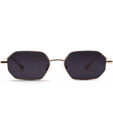 Square Small Rectangle Sunglasses Men 2019 Metal Frame Polygon Women Red Lens Sun Glasses Gold Unisex Uv400 - CC197Y70HWG $37.75