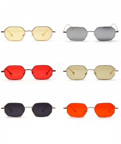 Square Small Rectangle Sunglasses Men 2019 Metal Frame Polygon Women Red Lens Sun Glasses Gold Unisex Uv400 - CC197Y70HWG $37.75