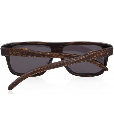 Rectangular Men Wooden Polarized Sunglasses 100% UV Protection vintage Eyewear S5066 - Silver Mirror - C318QCMQCL6 $40.79