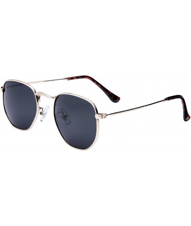 Round Medium Unisex Polygon Polarized Sunglasses - Gold Frame With Smoke Lens - CZ196HLWY0H $18.84