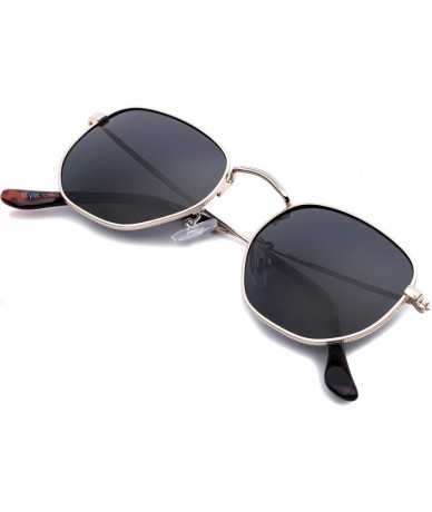 Round Medium Unisex Polygon Polarized Sunglasses - Gold Frame With Smoke Lens - CZ196HLWY0H $18.84