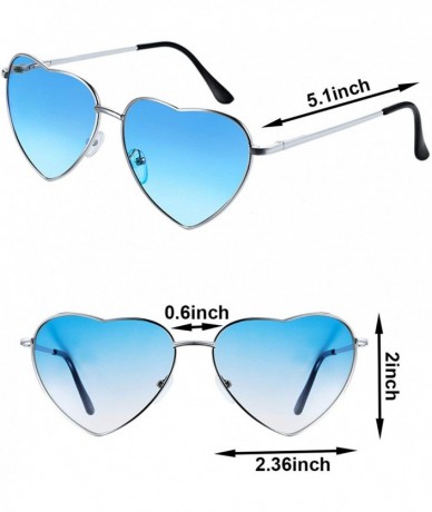 Oval 10 Pieces Heart Shaped Sunglasses Thin Metal Frame Lovely Heart Style (Silver Frame) - C418QOO7Y4H $47.28