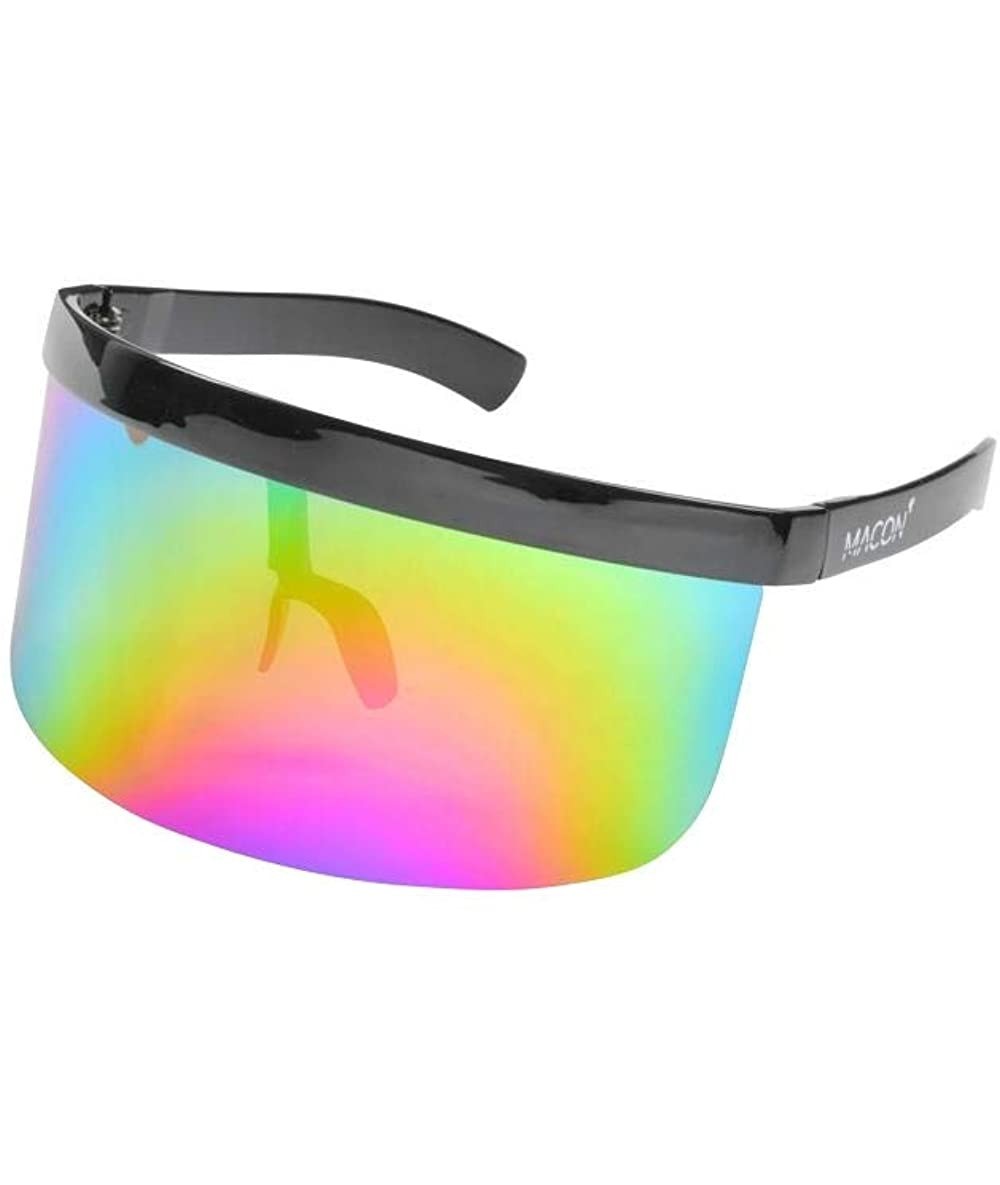 Oversized Shield UV400 Mask Sunglasses - Black - CI18YYGEX2Q $59.83