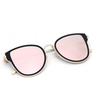 Cat Eye Gold-plated Womens Sunglasses Cat Eye Mirrored Metal Frame Flat Lenses - B - C7182M923M3 $33.95