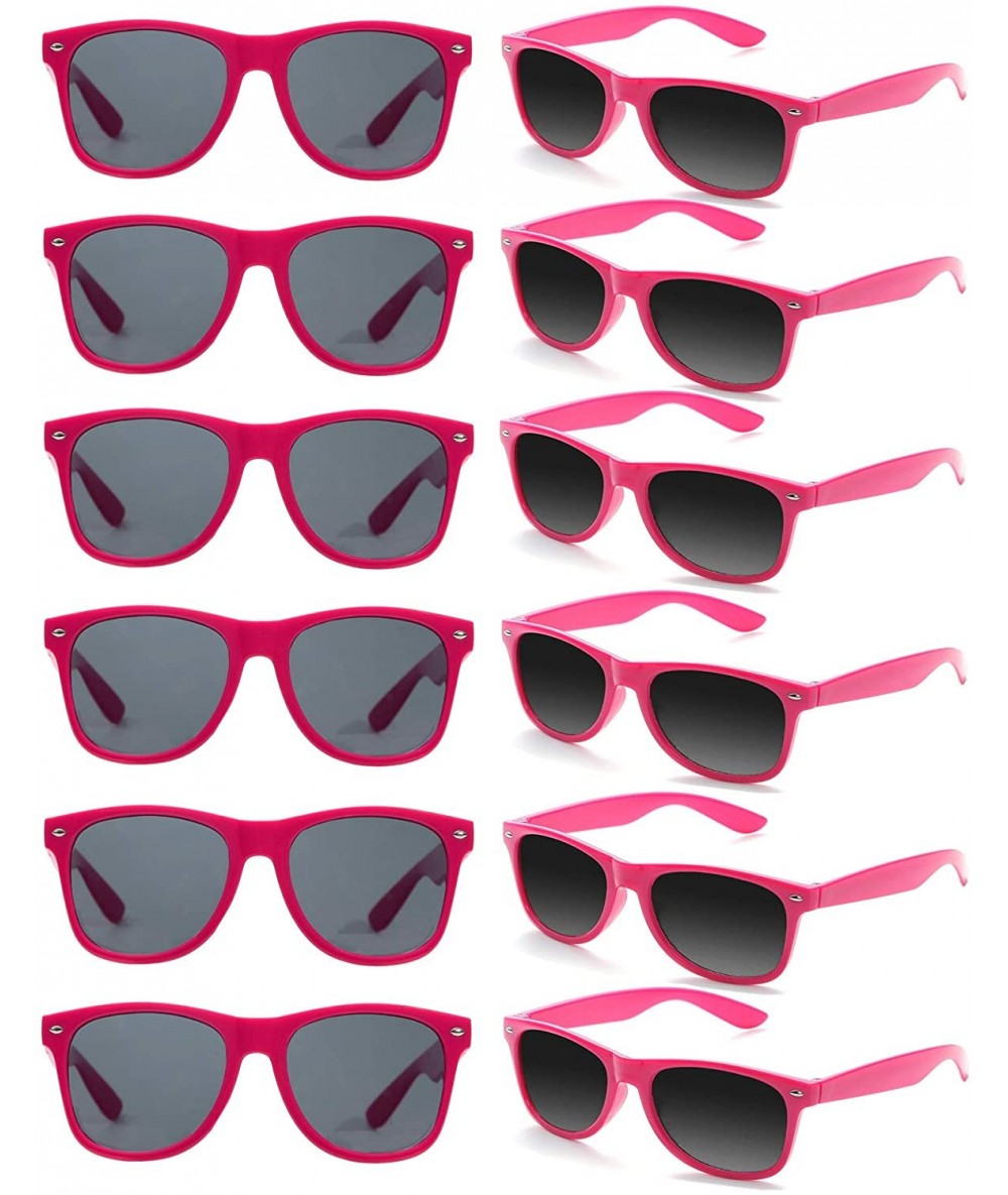 Square 12 Pack Vintage 80's Retro Unisex Neon Sunglasses Party Favors for Kids and Adults - Hot Pink - CI198DQ3A3G $30.30