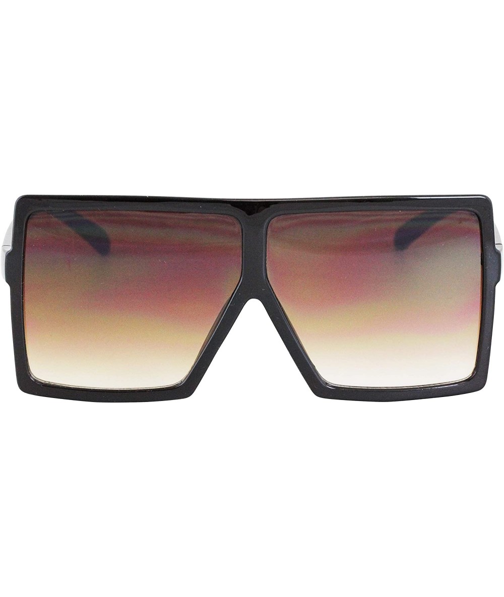 Oversized Square Oversized Sunglasses for Women Men Flat Top Fashion Shades - Black/Brown Gradient - C818T97LOXN $23.30