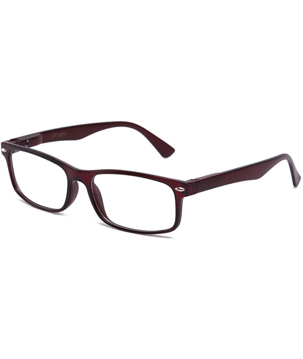 Rectangular Unisex Translucent Simple Design No Logo Clear Lens Glasses Squared Fashion Frames - Red - CM11EA5360X $18.40