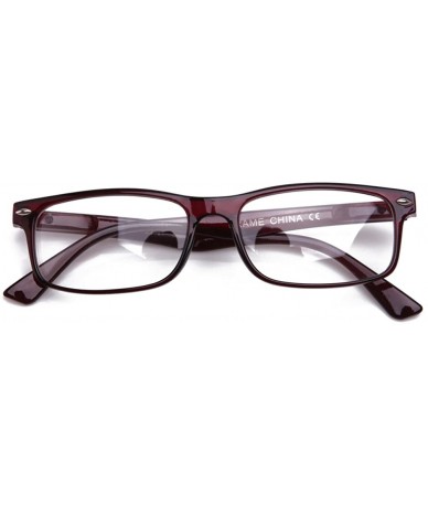 Rectangular Unisex Translucent Simple Design No Logo Clear Lens Glasses Squared Fashion Frames - Red - CM11EA5360X $18.40