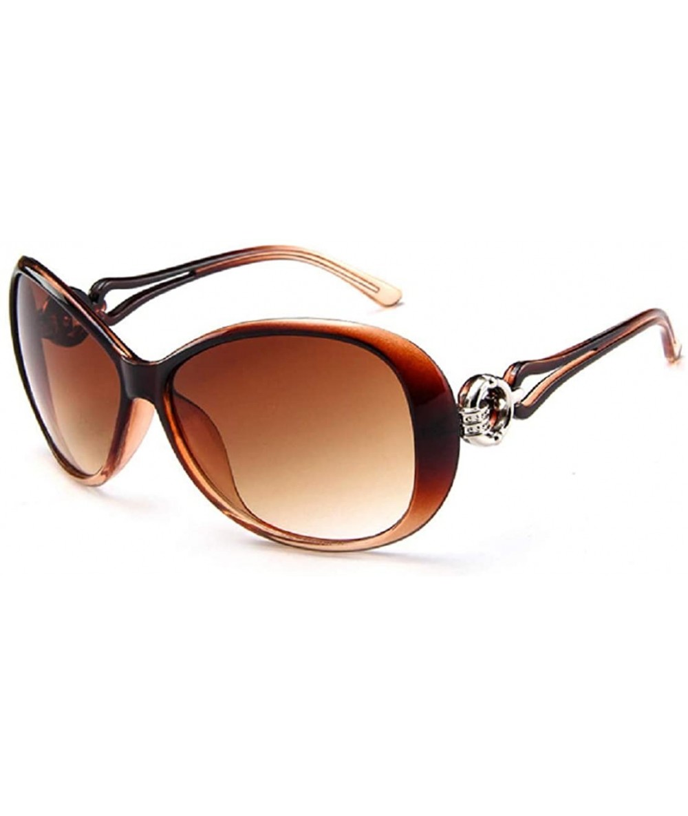 Oval Vintage Polarized Oval shape Sunglasses for Women Classic Designer Style UV400 Protection Frame - Brown - C91960SCD97 $2...