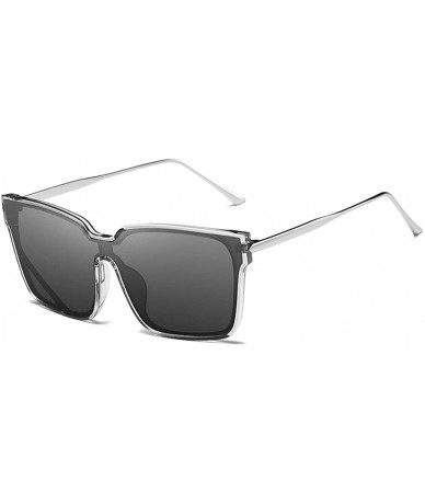 Square 2019 Fashion New One-piece Glasses Square Personality Sunglasses Men Women UV protection - Silver&black - CU18ZZSZ02A ...