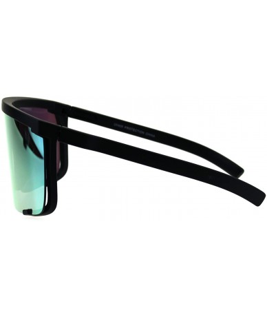 Shield Oversize Flat Top Shield Exposed Lens Reflective Color Mirror Sunglasses - Black Pink - CJ18G8NRR5N $23.69