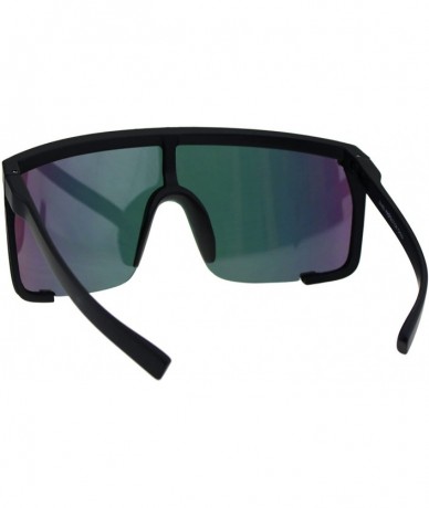 Shield Oversize Flat Top Shield Exposed Lens Reflective Color Mirror Sunglasses - Black Pink - CJ18G8NRR5N $23.69