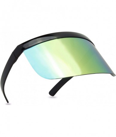 Wrap Futuristic Oversized Mirrored Visor Style Full Colorful Shield Flash Mono Lens Flat Top Sunglasses - CX19622YU23 $30.22