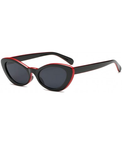 Sport Men and women Oval Sunglasses Fashion Simple Sunglasses Retro glasses - Red Black - CR18LLCUQ0S $17.81